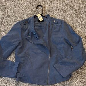 BE COOL Women's Navy Leather Jacket